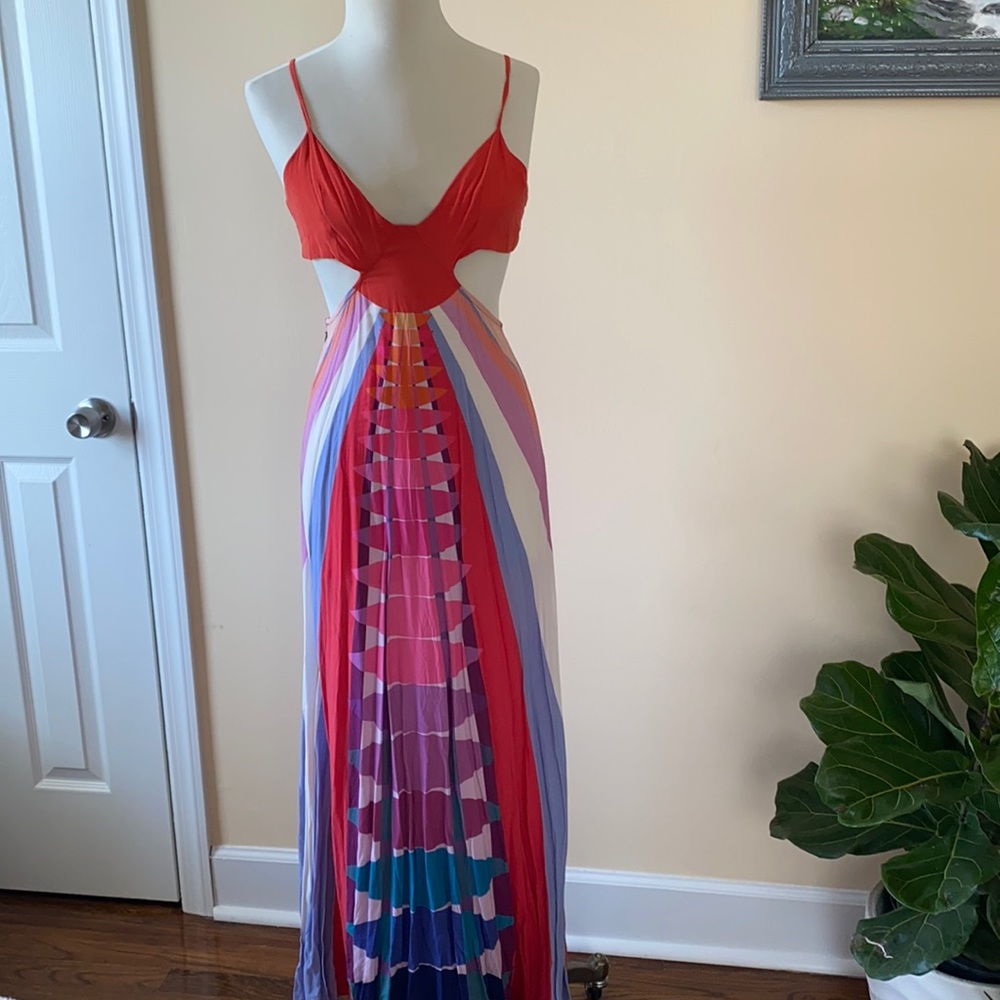 Designer multi colored maxi dress